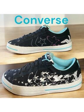Converse-women’s 9.5 rare birds edition black/white excellent condition!